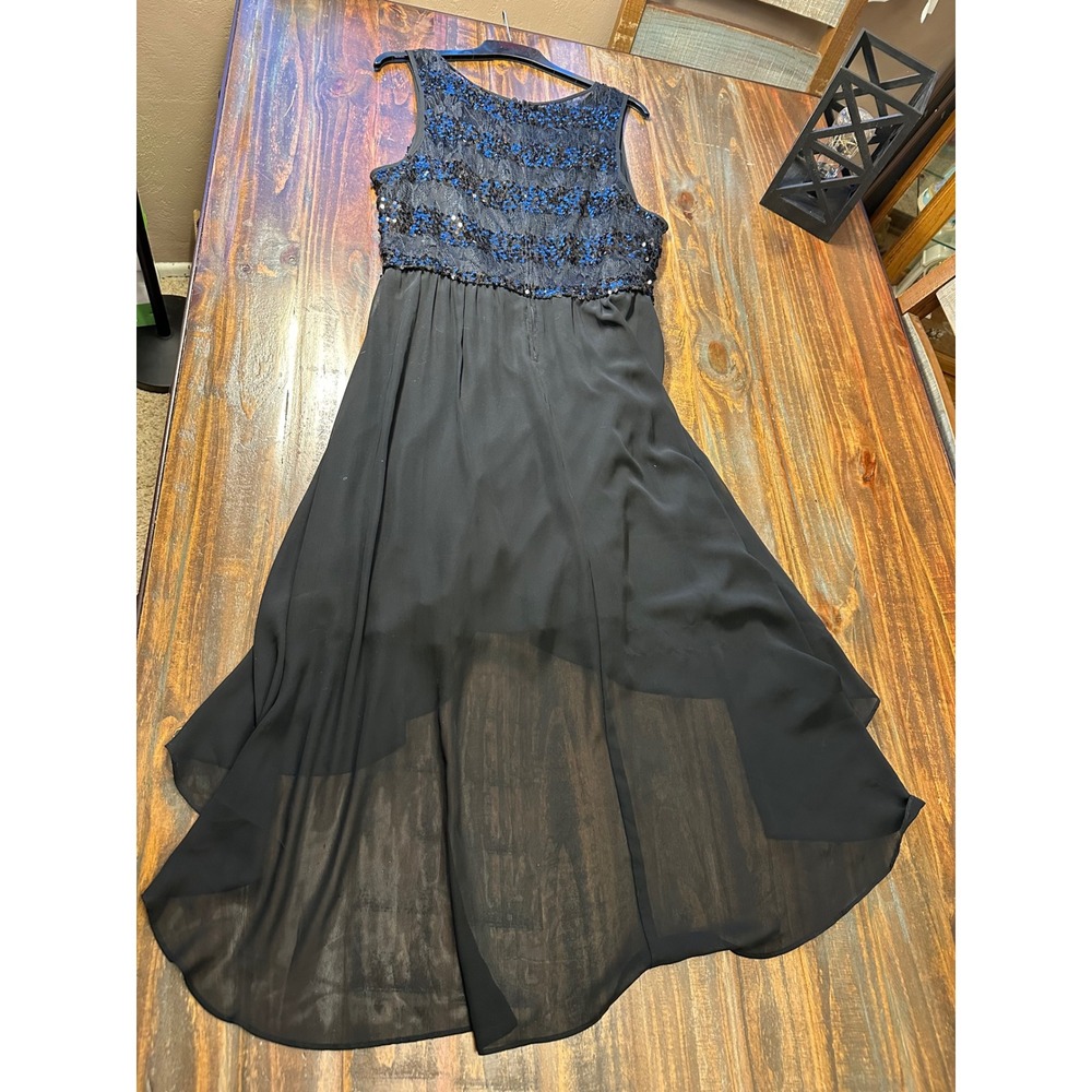 BISOU BISOU Chiffon Dress Embellished Bodice Black Sleeveless Women's 16 Formal